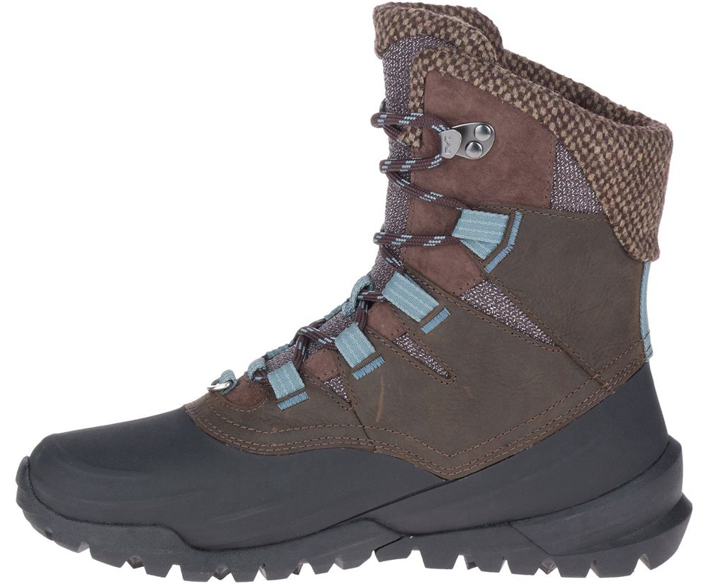 Kozaki Merrell Damskie Brązowe - Thermo Aurora 2 Mid Shell Waterproof - 037498-YFZ